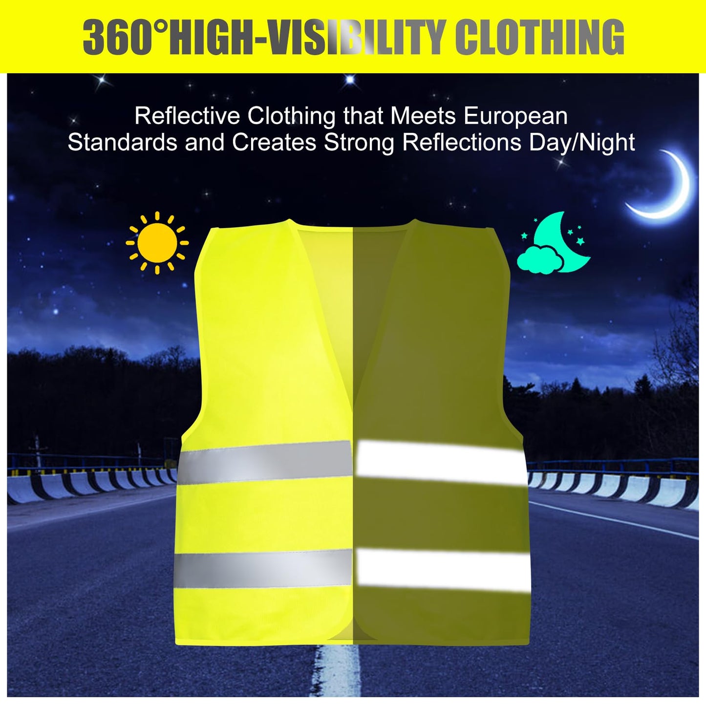 YSWOVUO warning vests for cars 8 pieces, valid throughout Europe according to EN ISO 20471, adult warning safety vest, yellow safety vest for cars, emergency vest for men and women.