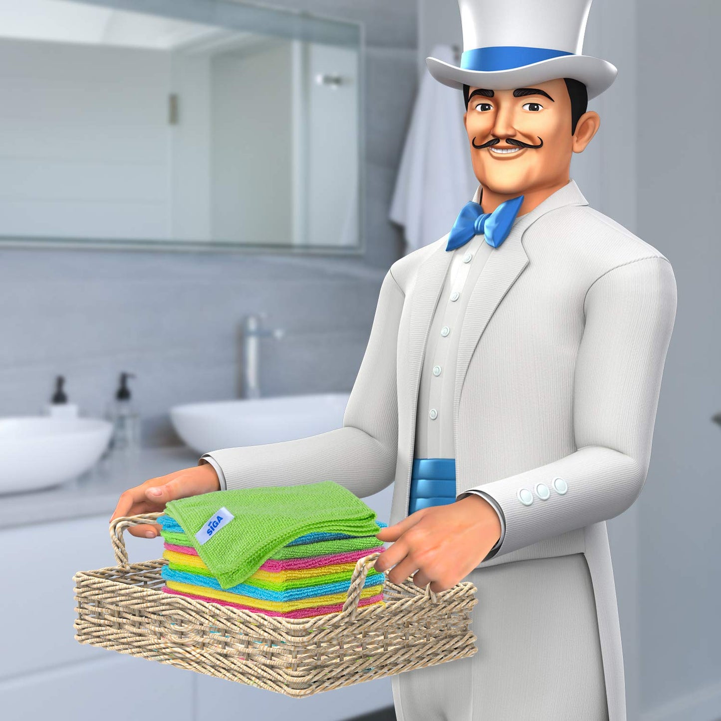 MR. SIGA Microfiber Cleaning Cloths Rags Window Cloth Microfiber Towels Dish Towels, 20 pieces, 32 x 32 cm.