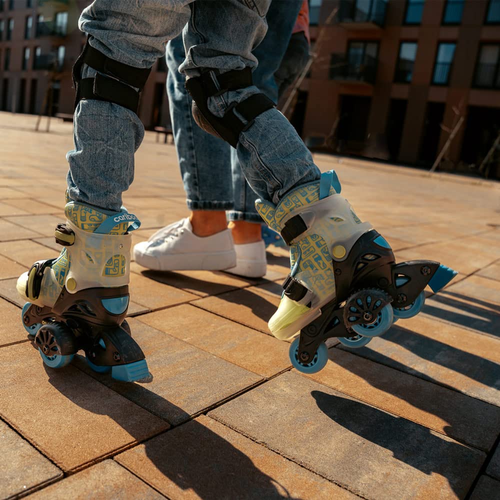 Cariboo Step One Inliner for Kids, roller skates for children, adjustable inline skates for girls and boys, with side support wheels, adjustable size.