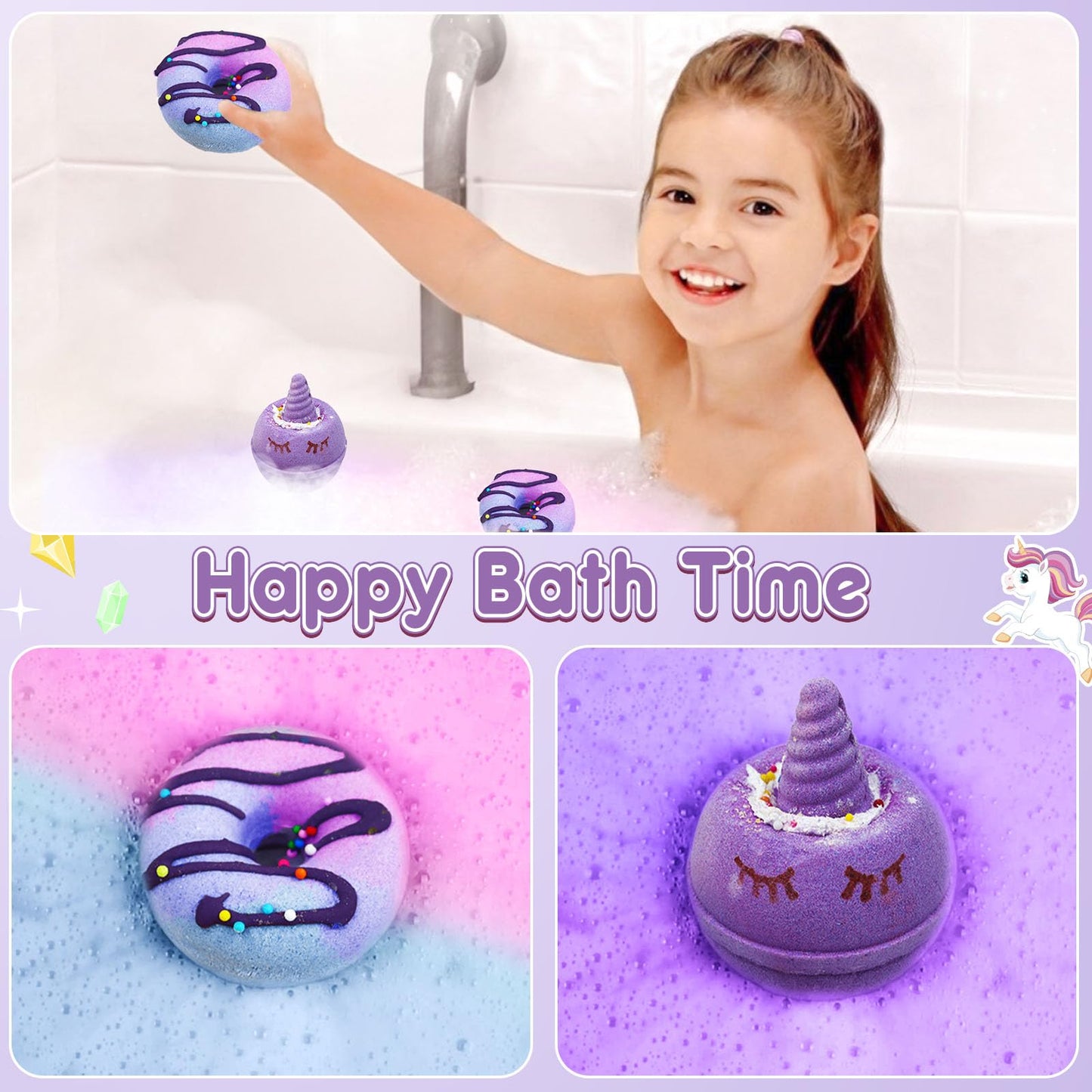 Taco bear unicorn gifts for girls aged 5-11 years old. Includes unicorn blanket, glow-in-the-dark pillowcase, stainless steel thermos, bath bombs, shoulder bag, eye mask. Perfect birthday gift for girls.