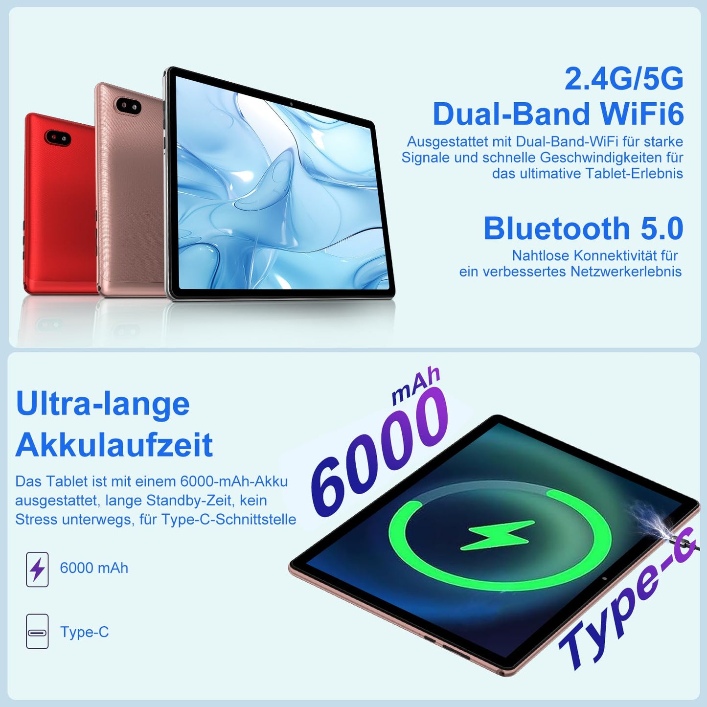 10-inch Android 14 Ultra-Fast Tablet with Widevine L1, 5G WiFi 6, Octa-Core, 20GB RAM + 128GB ROM (TF 1TB), FHD IPS, Dual Camera, Bluetooth 5.0, 2025 Latest Tablet with Keyboard and Mouse, Rose