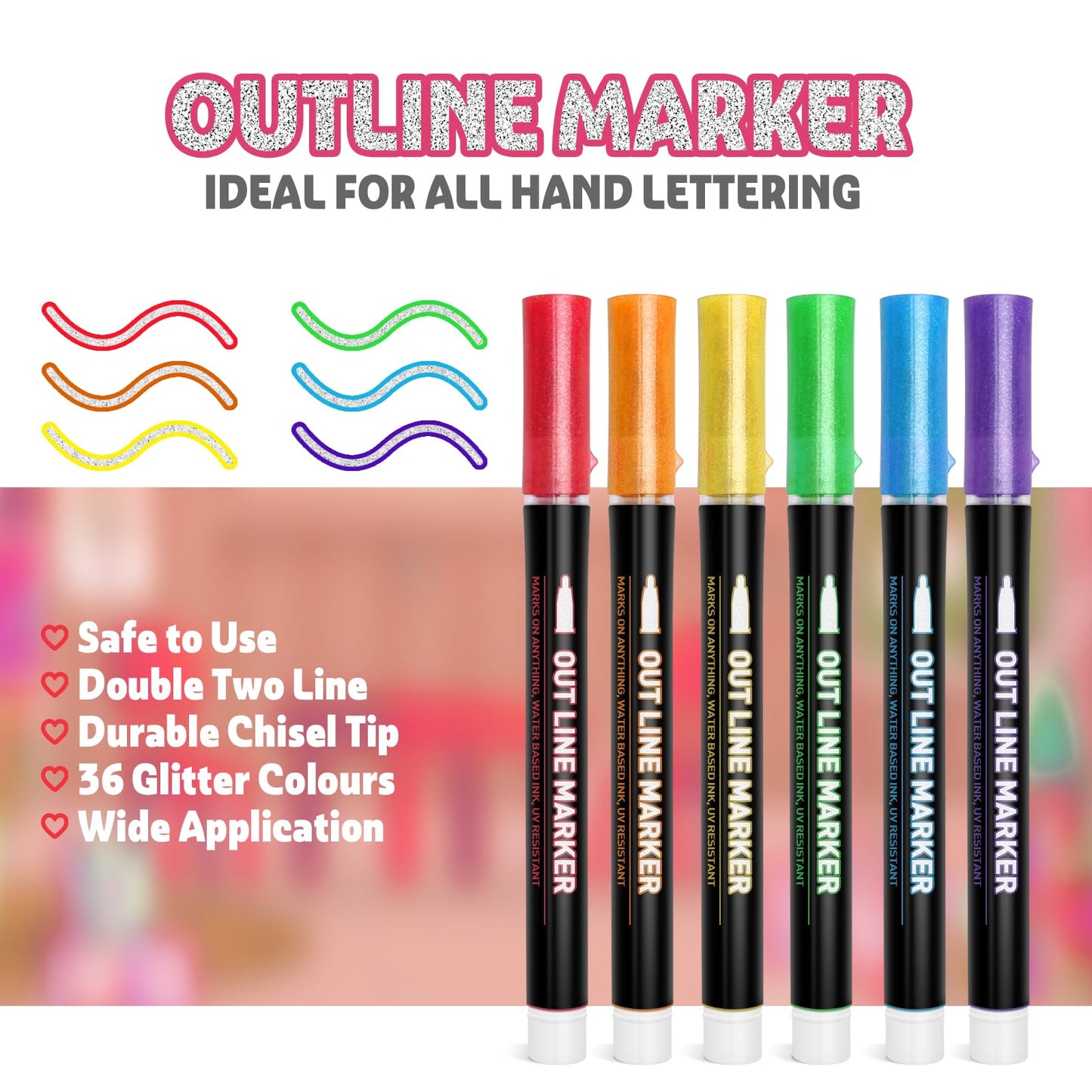 Lenski gifts for girls, glitter pens, magic pens kids advent calendar fill girls gifts 4-12 years, 36 outline pens magic pens metallic for scrapbooking, kids craft set.