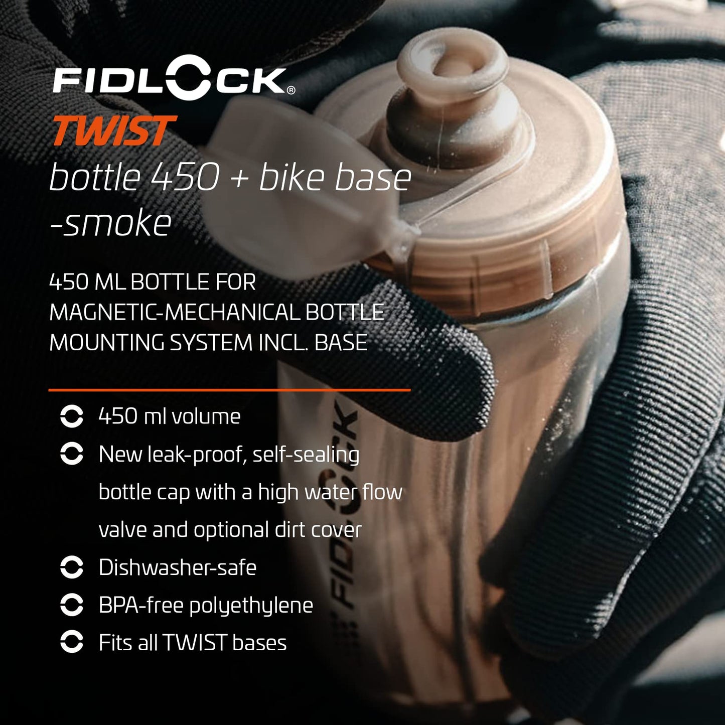 Fidlock Bottle 450 ml Bike Base Magnetic bottle holder for bicycles, bottle cage, road bike, bike bottle holder, bicycle bottle cage