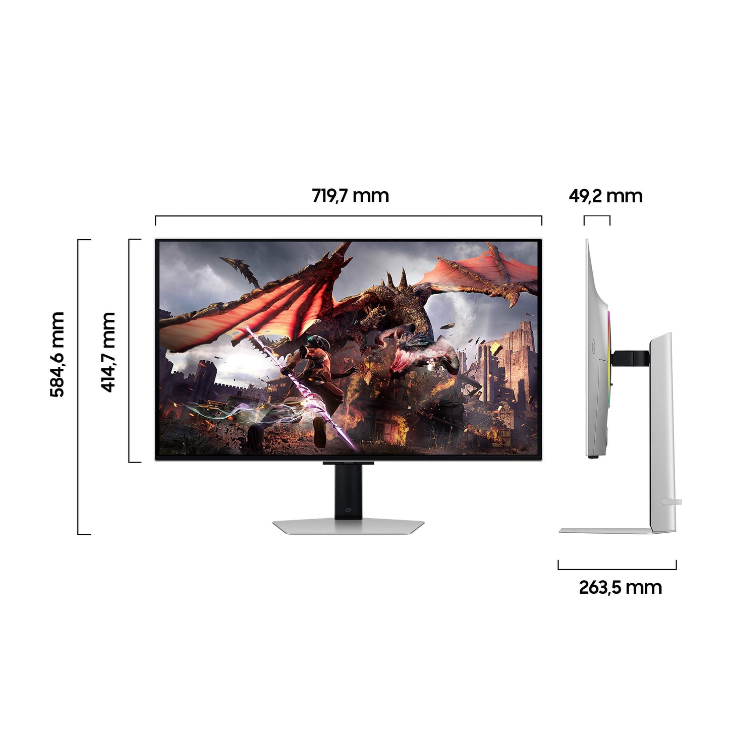 Samsung Odyssey G80SD OLED Gaming Monitor, 32 inches, 4K AI upscaling, UHD screen, 3,840 x 2,160 resolution, 240 Hz refresh rate, 0.03 ms response time (G/G), Nvidia G-Sync and AMD FreeSync Premium Pro, LS32DG800SUXEN
