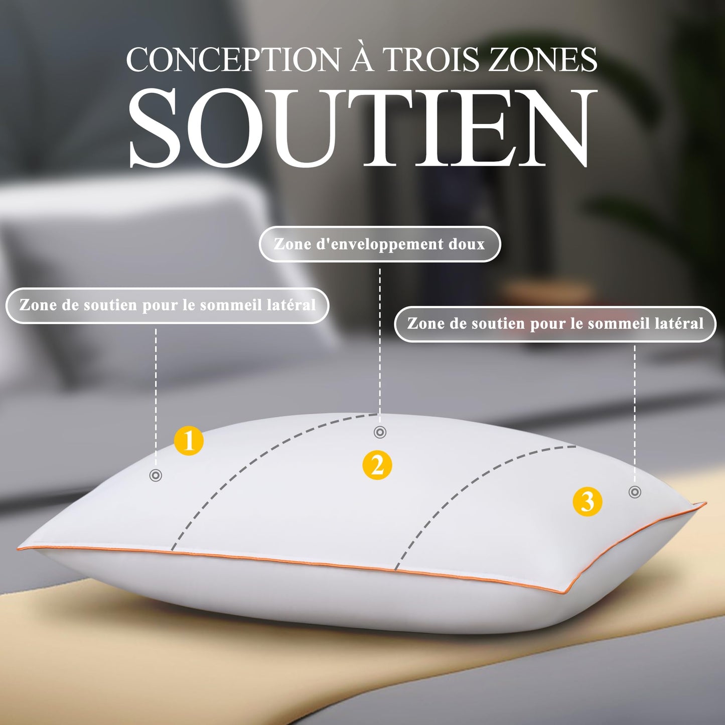 Orange Wave Down Pillow 55x70cm Feather Pillow - Head Pillow 1 Piece Pillow Down and Feathers Sleep Pillow, RDS and Oeko-TEX Side Sleeper Pillow for Maximum Support and Luxurious Sleep Comfort