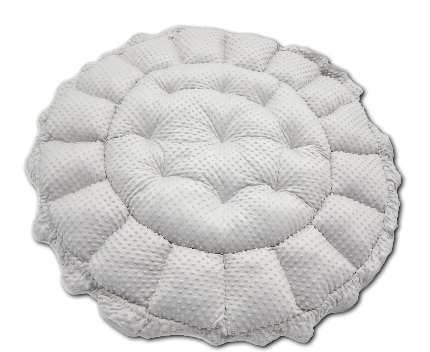LOOLAY Babynest 3in1 XXL – Baby nest, play mat, and travel bed 90/155cm - Handmade from cotton with ruffles - Perfect for twins (Dandelion Grey/Minky Grey)