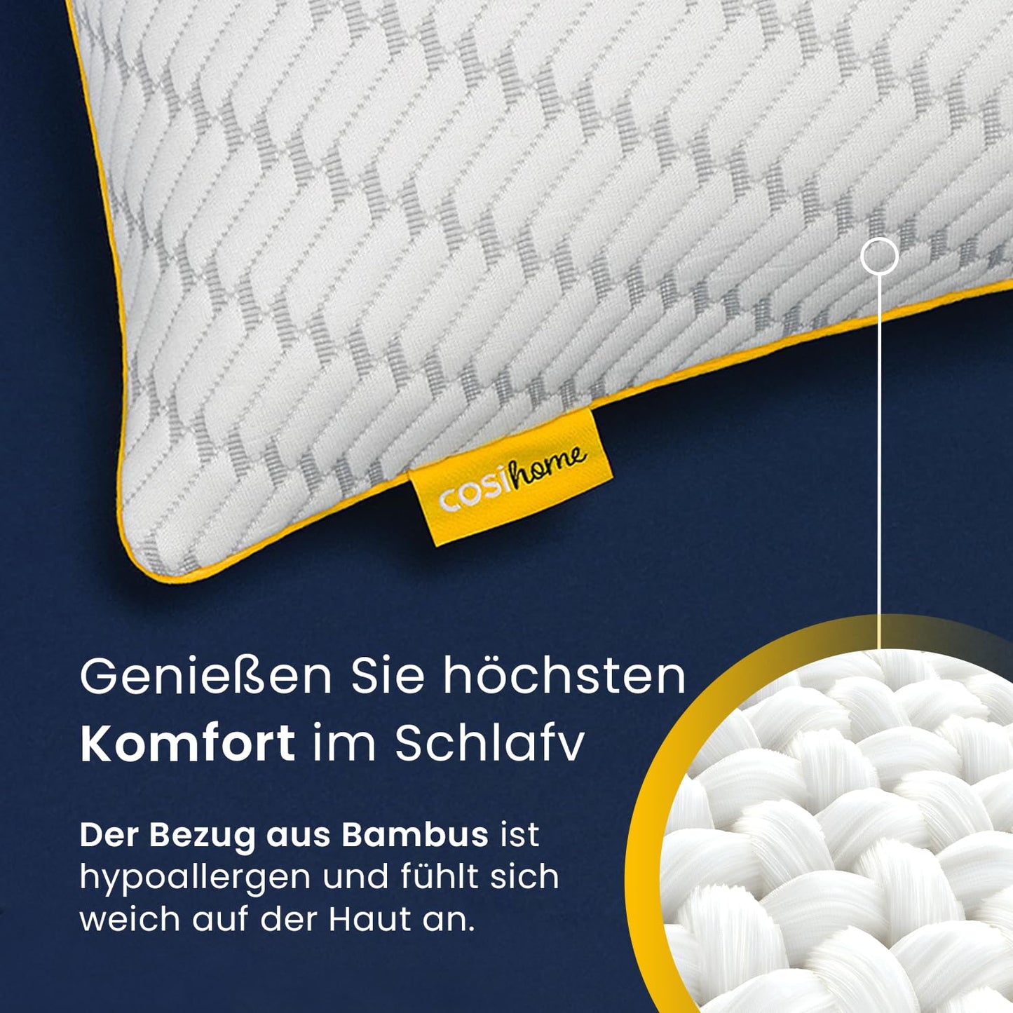 Cosi Home Shredded Memory Foam Pillow for Sleeping (2 pack), Adjustable Pillow with Bamboo Pillowcase & Cooling Effect, Hotel Pillow for Back, Stomach, and Side Sleepers - Machine Washable.