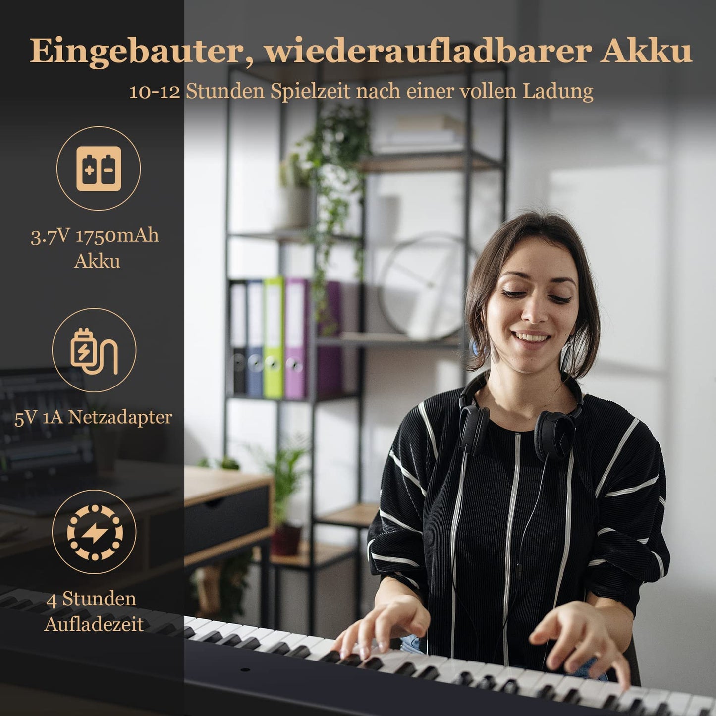 COSTWAY 88-Key Electric Piano Keyboard, Foldable, Portable Digital Keyboard (128 rhythms, 128 tones, and 20 demos) Digital Piano Set for Kids and Adults (Black)