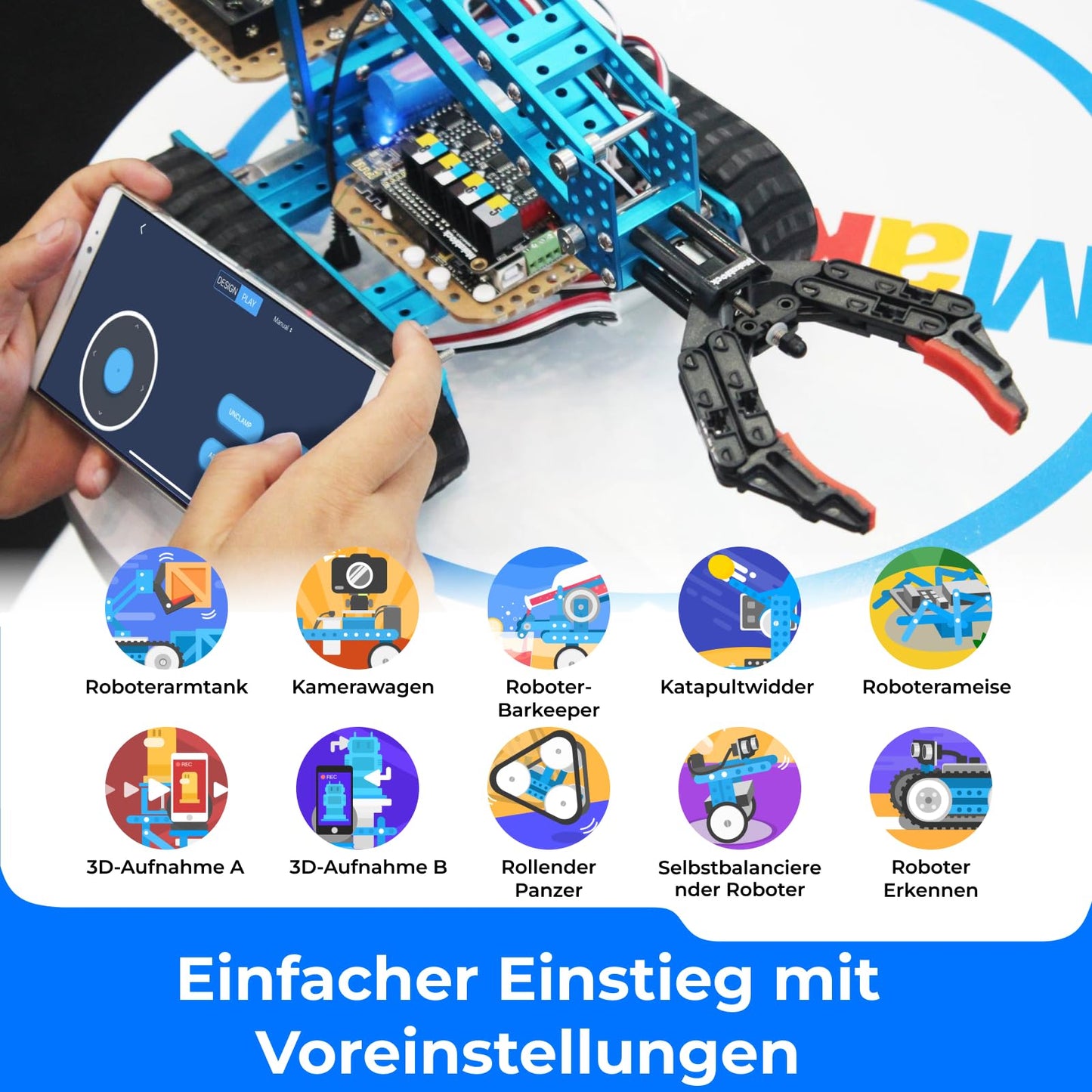 Makeblock mBot Ultimate Robot Build 10 in 1, 160+ mechanical building modules for programming development, programmable robot compatible with Scratch Arduino programming, STEM toy.