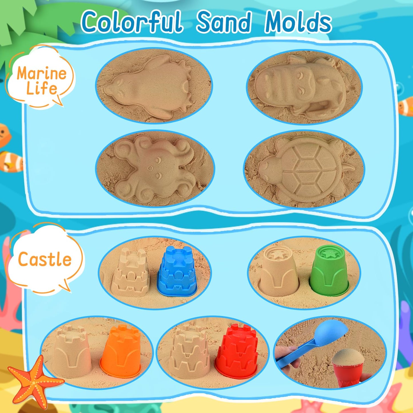 Sotodik 19-Piece Sandbox Toy Set, Travel Sandbox Toy with Folding Bucket for Kids, Sandbox Beach Toys Sand Molds, Outdoor Toys for Boys and Girls Ages 3 4 5 6 7+