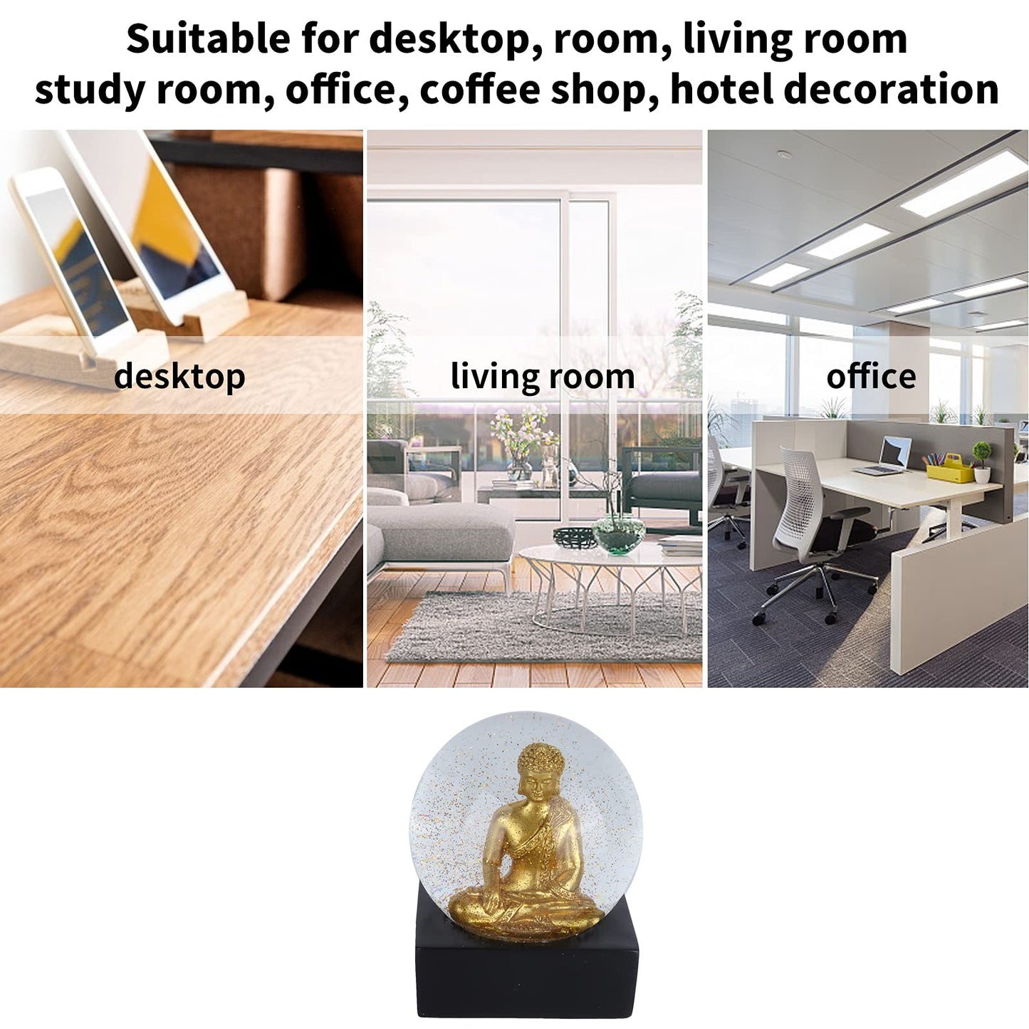 Snow globe water ball Buddha statue crystal ball desktop ornament decorations for home office tabletop decor (Buddha statue)