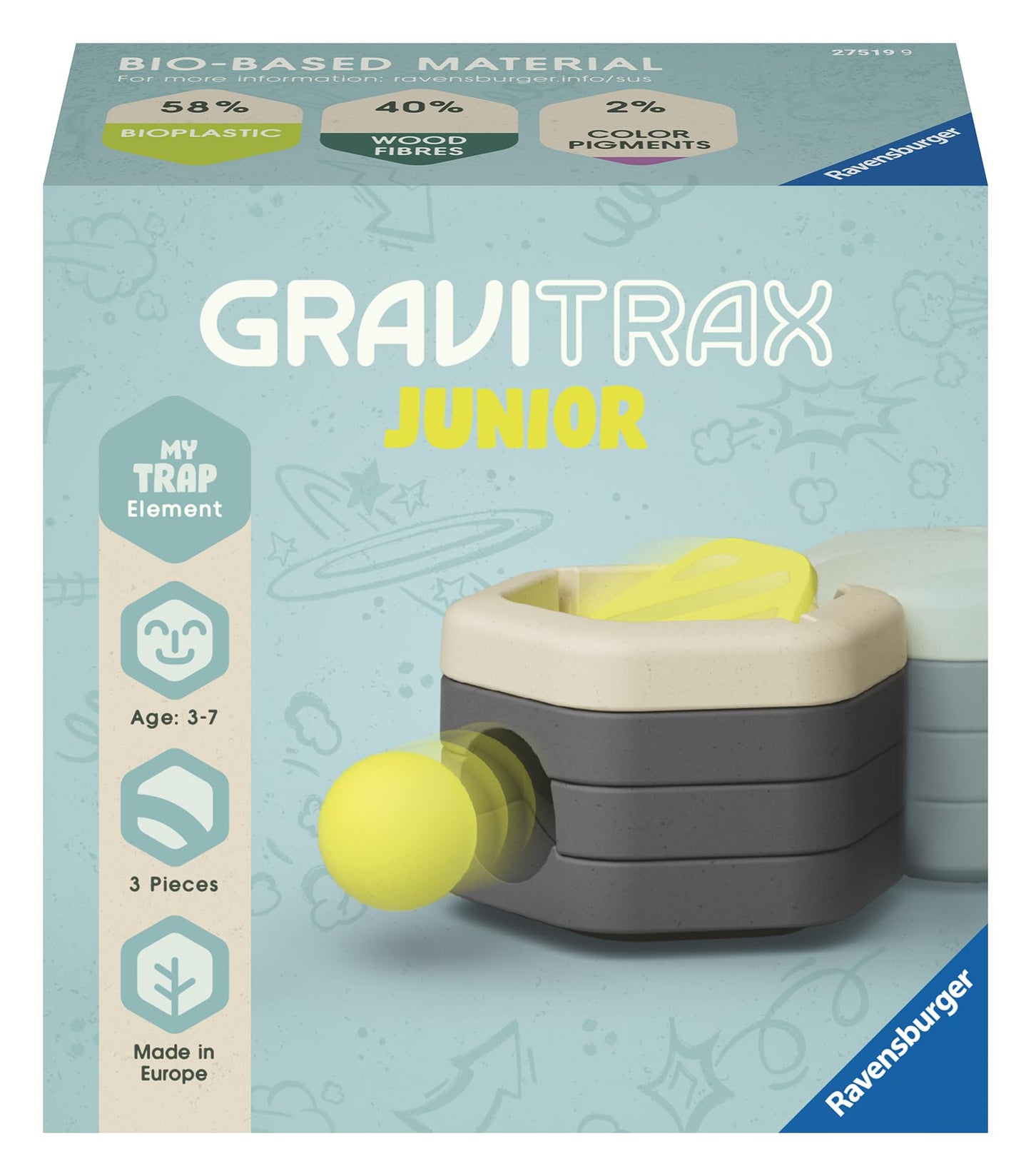 Ravensburger GraviTrax Junior Starter Set XXL & GraviTrax Junior Element Trap - Expandable marble run for kids.