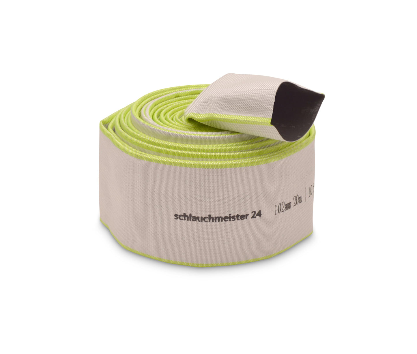 4 inches - 102 mm, 20m flat hose | construction hose | industrial hose | synthetic rubber, white with green, 10 bar, -20°C to +60°C