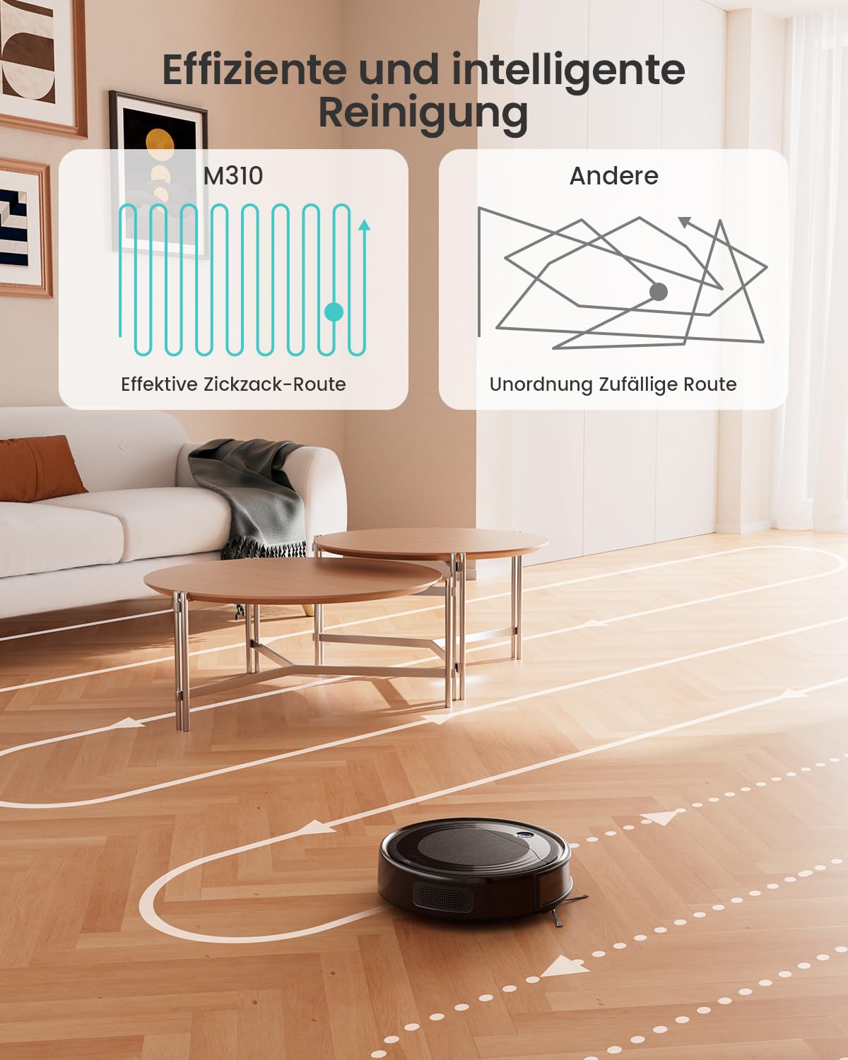 LEFANT Robot Vacuum M310, 4500Pa Super Slim Vacuum Cleaner Robot with precise obstacle avoidance, 180min runtime, HEPA filter, Wi-Fi Robot Vacuum for pet hair, carpets & hard floors
