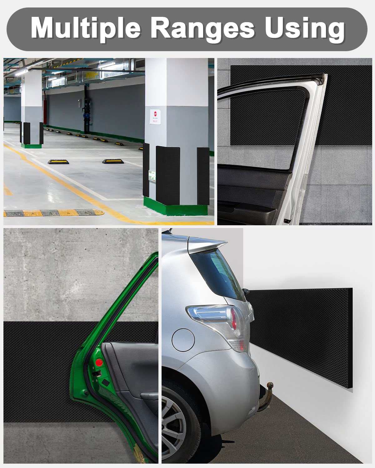Just 4 Garages Wall Protection 40 x 20 x 2 cm, Self-Adhesive Edge Protection Foam, Dart Garage Wall Protection Padding, Door Edge Protection for Car Doors, Garages, and Carports (Black)