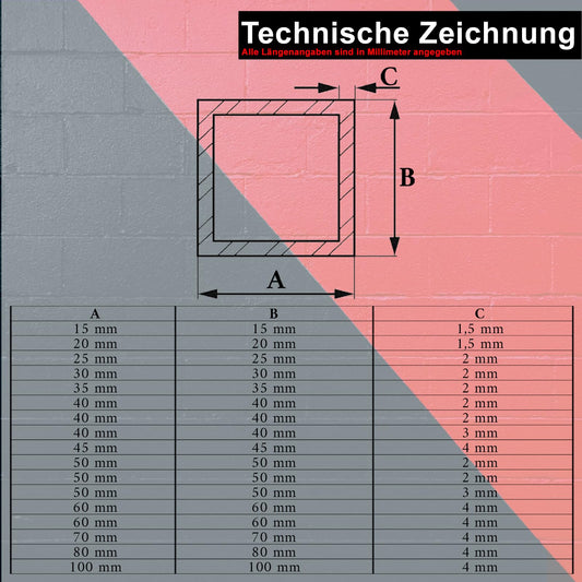 Priority steel square tube aluminum tube square tube square profile square - 1 x tube size: 40 x 40 x 4 mm length: 2000 mm EN AW-6063 t6 seamless for creative construction made of aluminum