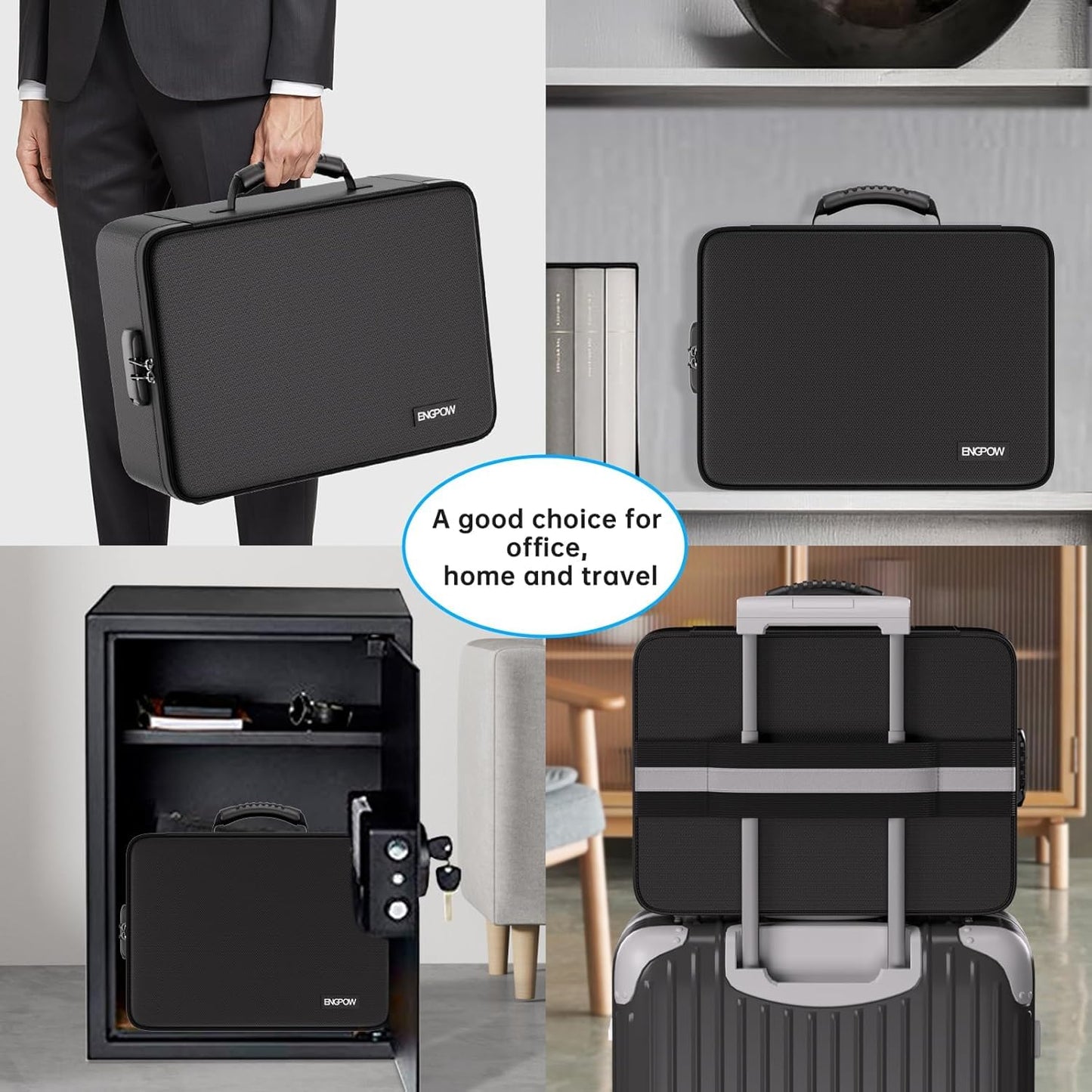 Fireproof document bag with 13 compartments 5200℉ A4 folder organizer storage box with lock Portable briefcase Home and office document storage for important documents Certificates