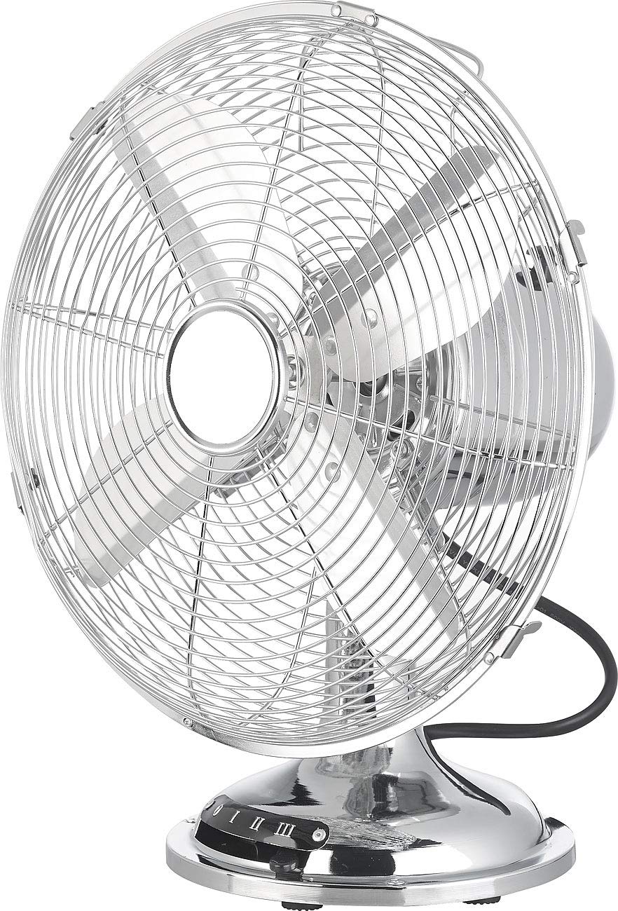 Sichler Housewares Office Fan: Full Metal Desk Fan in Retro Look, Oscillation, 35 W, Ø 30 cm (Antique Fan, Metal Desk Fan, Air Cooler)