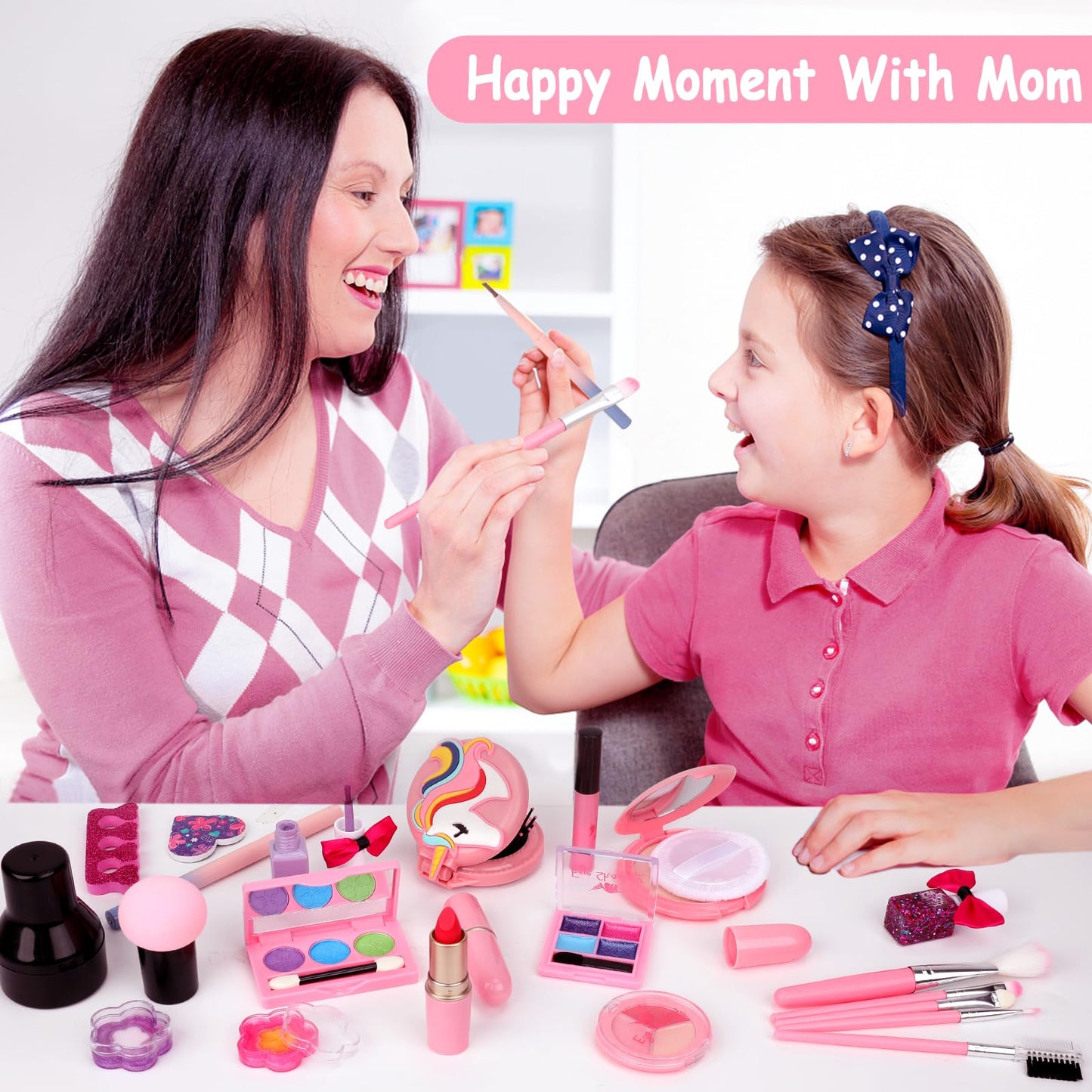 Flybay kids makeup set for girls, washable makeup for children, makeup case for girls, elementary school kids makeup kit, birthdays, Christmas gifts for kids 3, 4, 5, 6, 7, 8, 9, 10 years old.