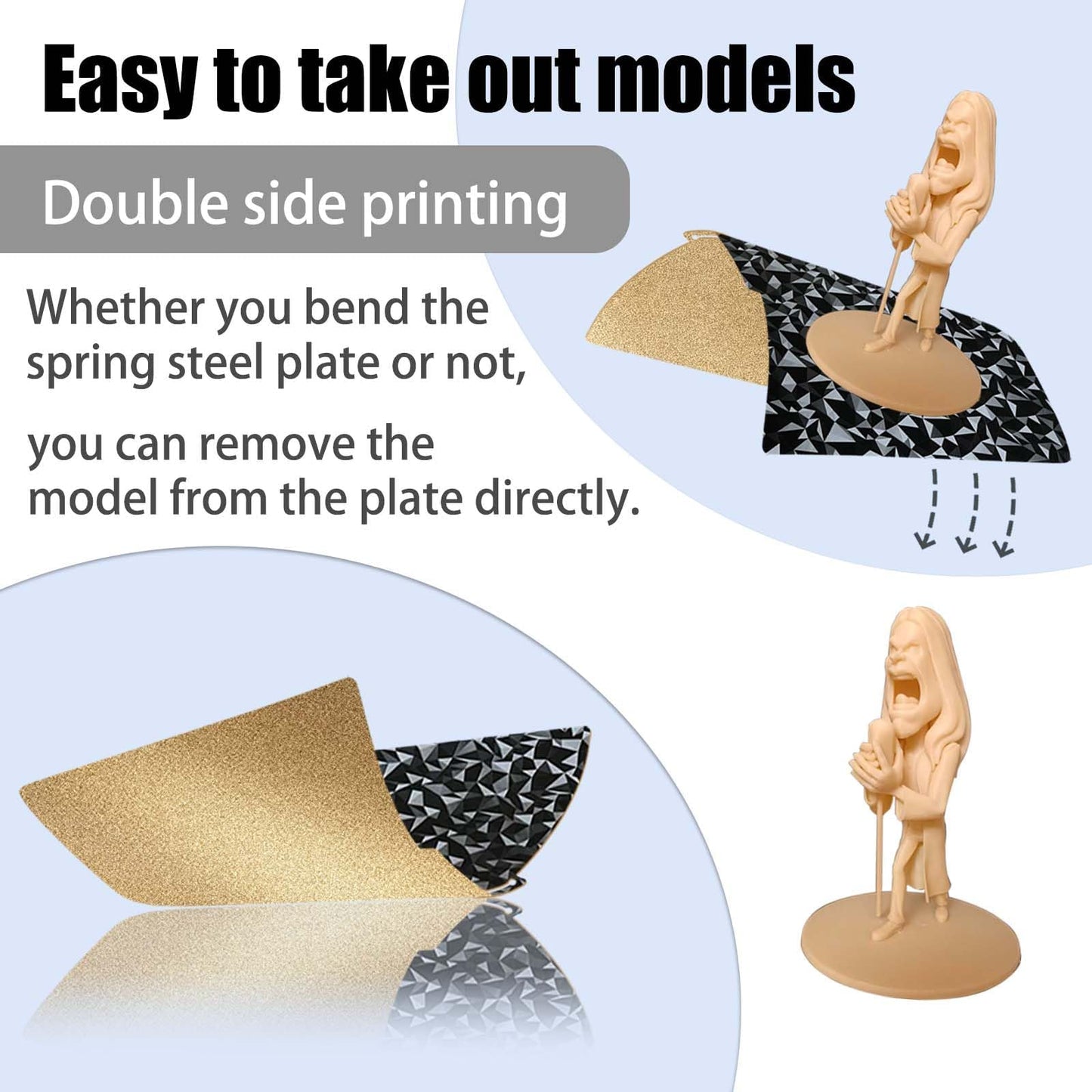 JUUPINE 3D printer PEO PEI Cool Build Plate for Bambu Lab X1C/X1/X1E/P1P/P1S/A1 3D printers, smooth PEO + textured PEI print plate 257 x 257 mm spring steel plate, double-sided flexible plate