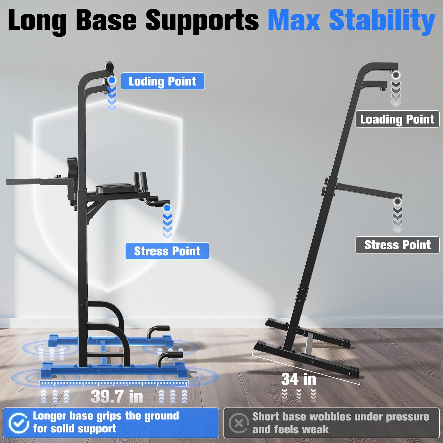 Sportsroyals Power Tower, Dip Station, Pull-Up Bar for home fitness gym strength training equipment, 204 kg.