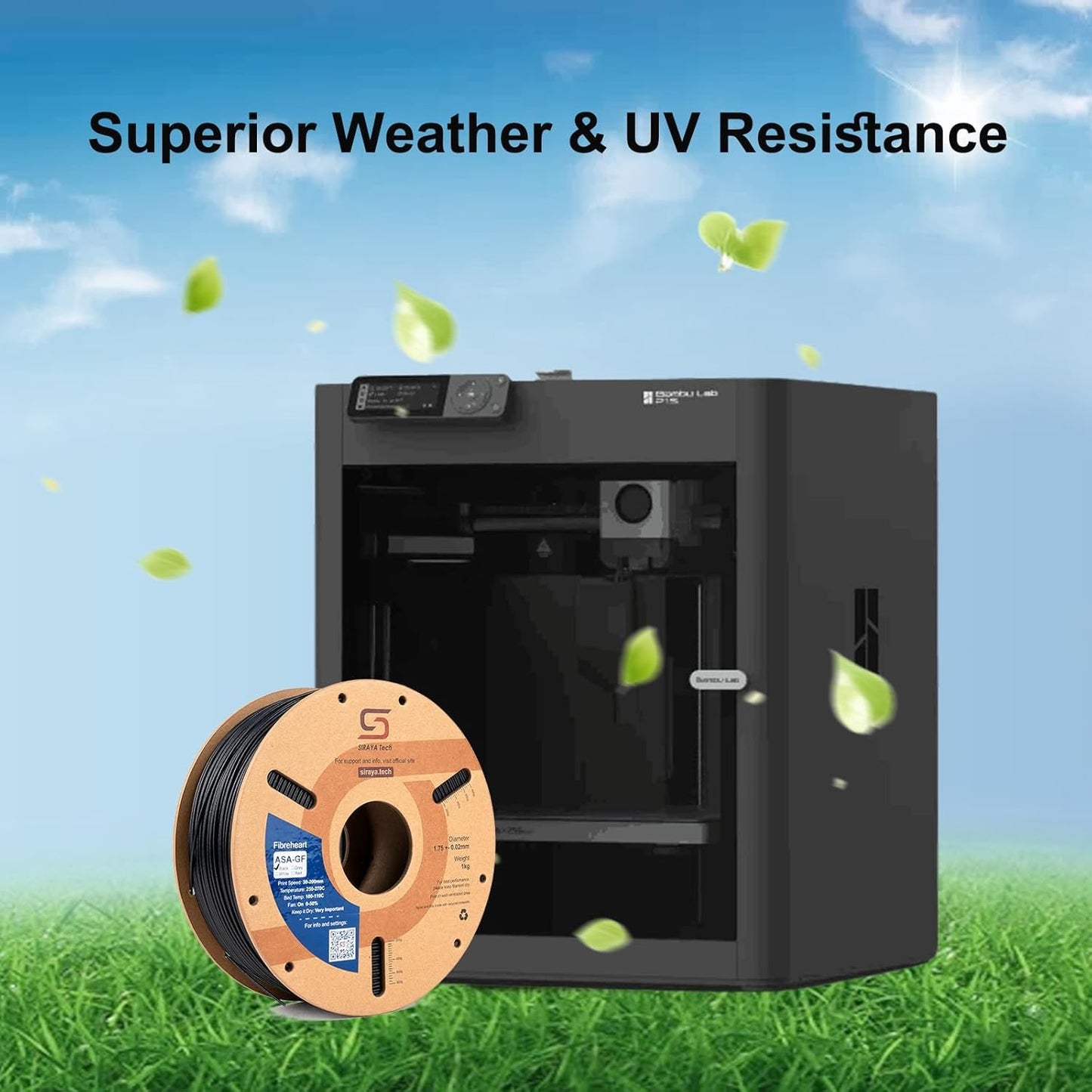 Siraya Tech Fibreheart ASA-GF 3D printer filament, ASA reinforced with glass fiber for exceptional strength and UV resistance - automotive components, industrial assemblies (1kg, Black)