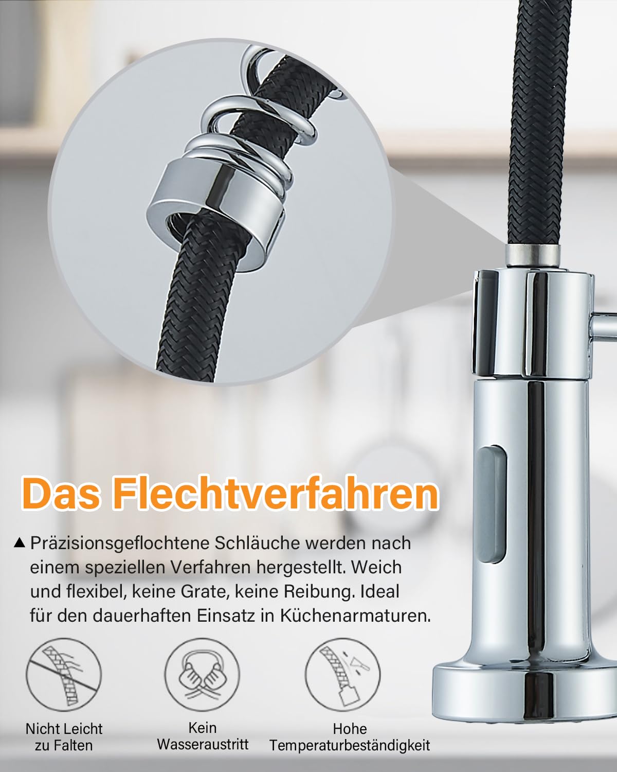 Hbronze shower kitchen faucet with pull-out sprayer, 360° swivel kitchen faucet, single handle sink faucet, high pressure stainless steel kitchen mixer tap, galvanic.