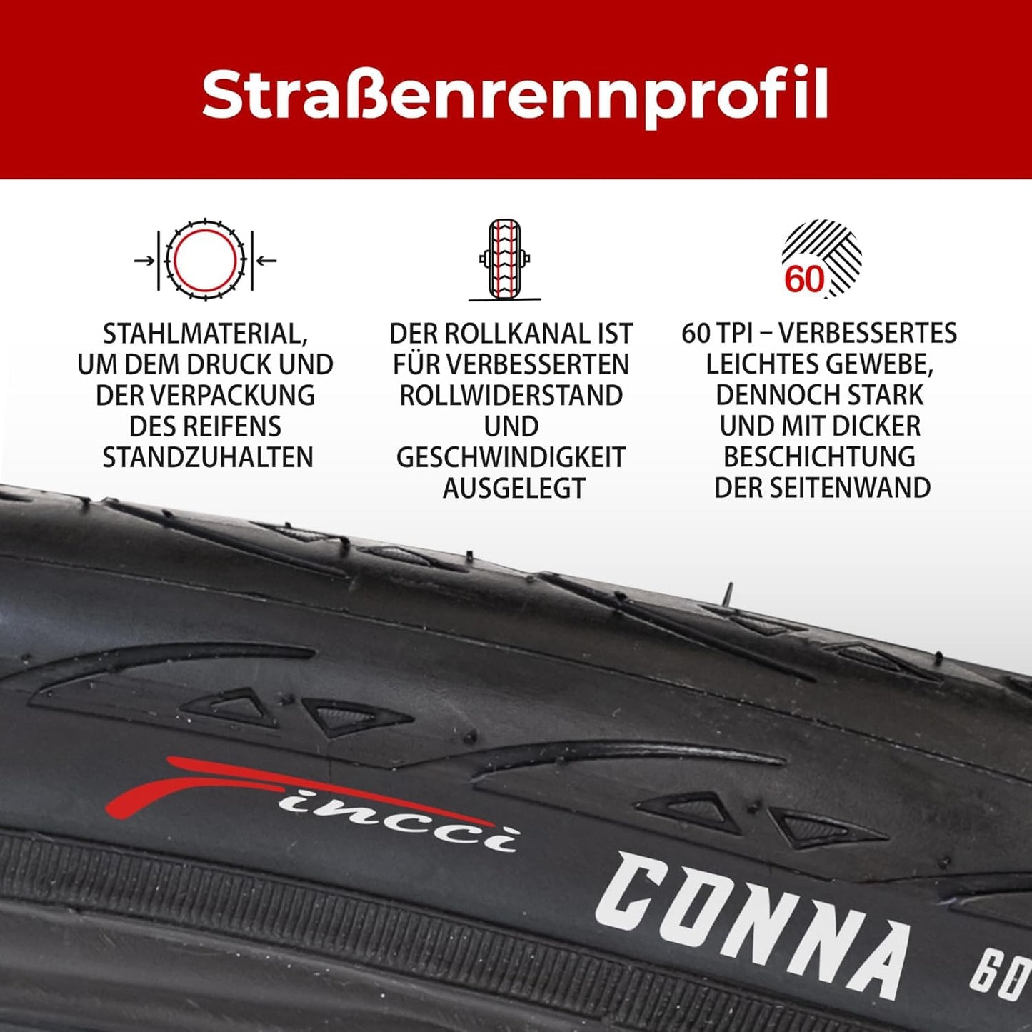 Fincci 28 Inch Bicycle Tires - Pair of 23-622 700x23c Tires with 28 Inch Bike Tubes and 1mm Puncture Protection, 60 TPI, for Road Bike, City Riding, Touring Bike Race, e Bike, 2 Pack Bike Accessories.
