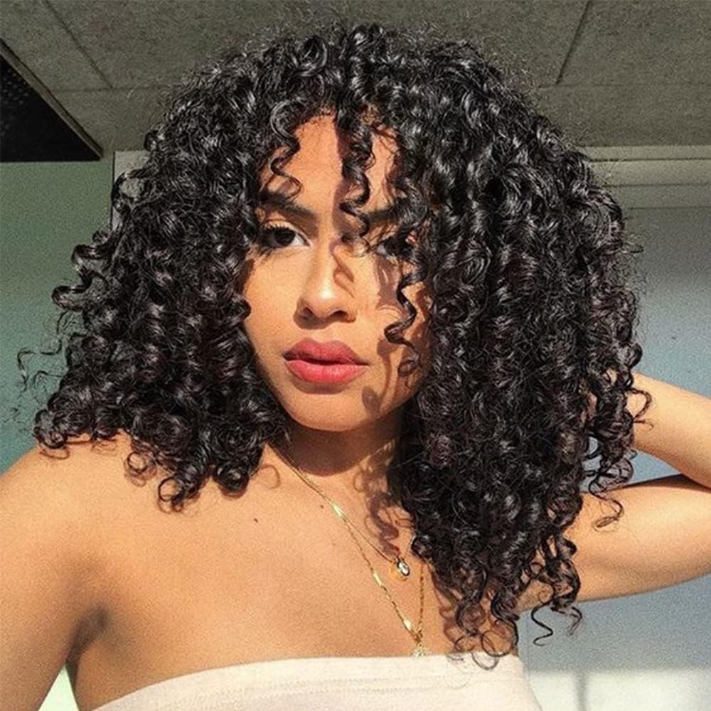 Curly Weave Bundles made of 100% human hair, 28 inches long. Unprocessed Brazilian Kinky Curly Virgin Human Hair for Black Women in natural color.