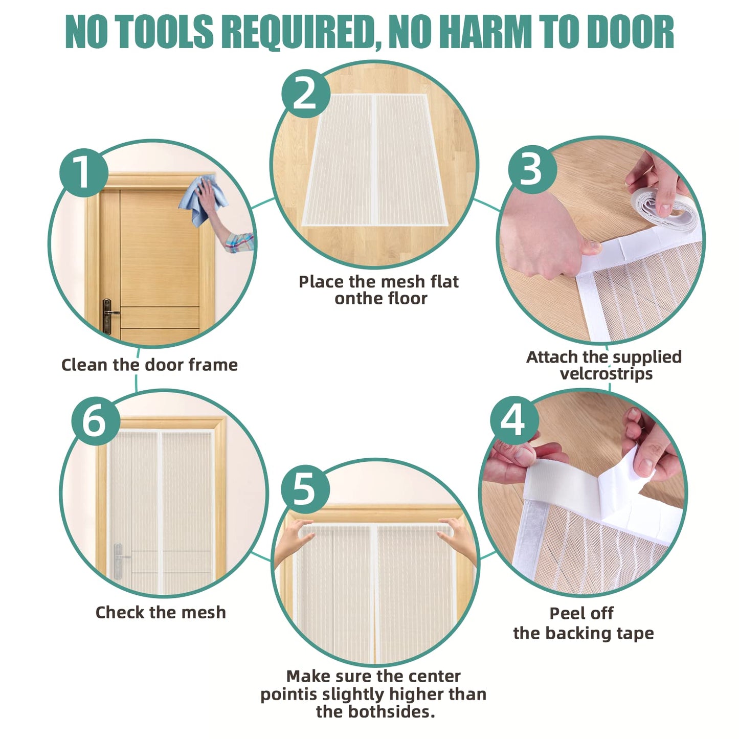 JOY2SEE Magnetic Fly Screen Door 71x87in, Updated Version Mesh Door, White Magnetic Curtain Insect Protection, No Drilling