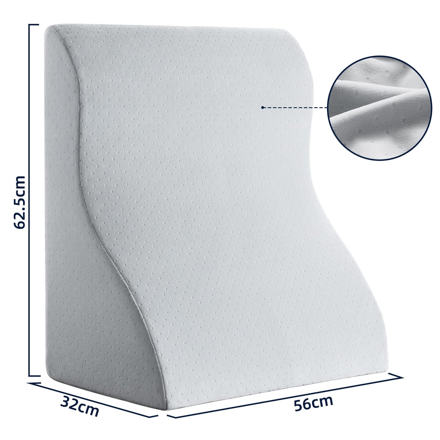 NOFFA Reading Pillow for Bed and Sofa - Memory Foam Wedge Pillow - Ergonomic Backrest Headrest - Perfect for back support while relaxing, playing, reading, or watching TV - Wide