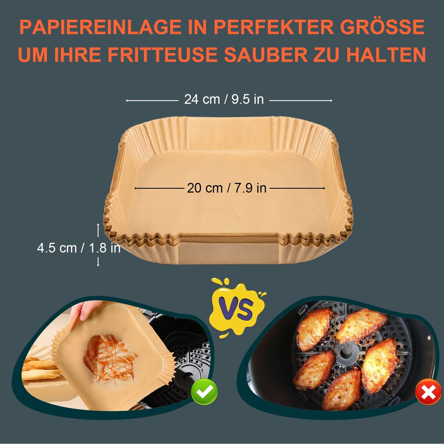 Airfryer XXL accessories hot air fryer accessories XL 5.5L square, hot air fryer accessories with parchment paper for COSORI Philips Innsky KLAMER 5.5L 6.2L air fryer.