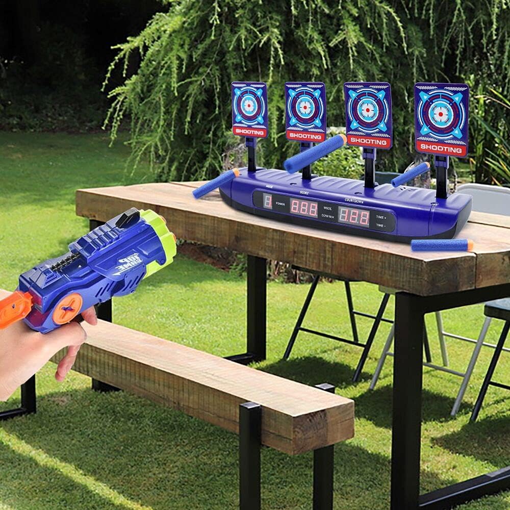 Dreamy Cubby Target for Nerf Gun, Foam Blaster Sets, 4 Game Modes & 4 Targets Electronic Scoring Automatic Reset Digital Toy for 6 7 8 9 10 Year Old Kids Easter Gift