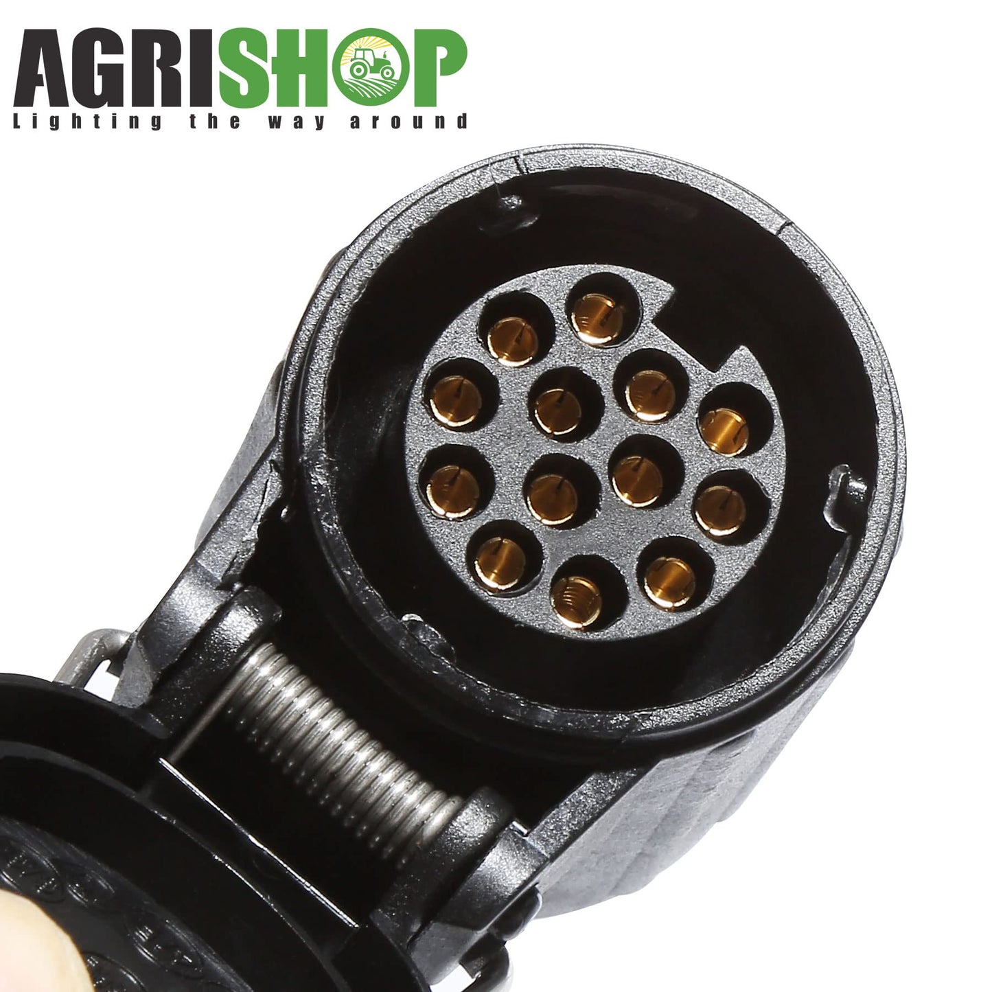 AgriShop trailer extension cable adapter 13-pin to 13-pin, 2.8m spiral cable trailer 13-pin trailer extension with male female plug, adapter trailer coupling 13 to 13 pin CE