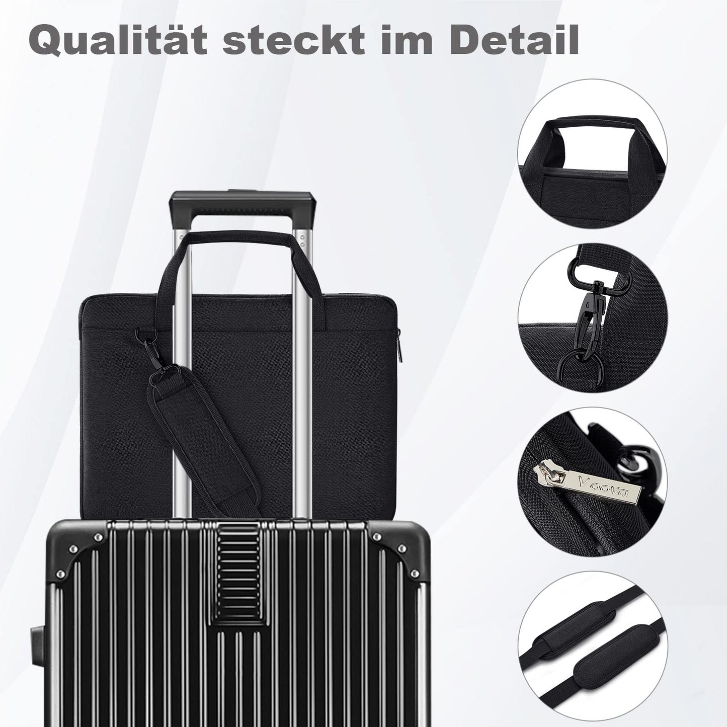 Voova laptop bag for 17 17.3 inch laptops, shoulder bag, carrying case, 360° protection, waterproof, shockproof, black 17.3 inch notebook bag.