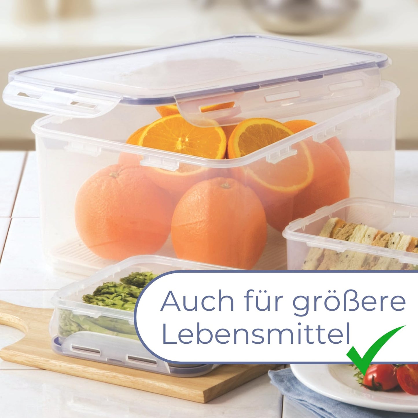 LocknLock PP Classic storage box airtight with handle & draining grate| 6.5L | 29.5 x 23 x 13.8 cm | 100% airtight and watertight container with lid | Freezer-safe storage container