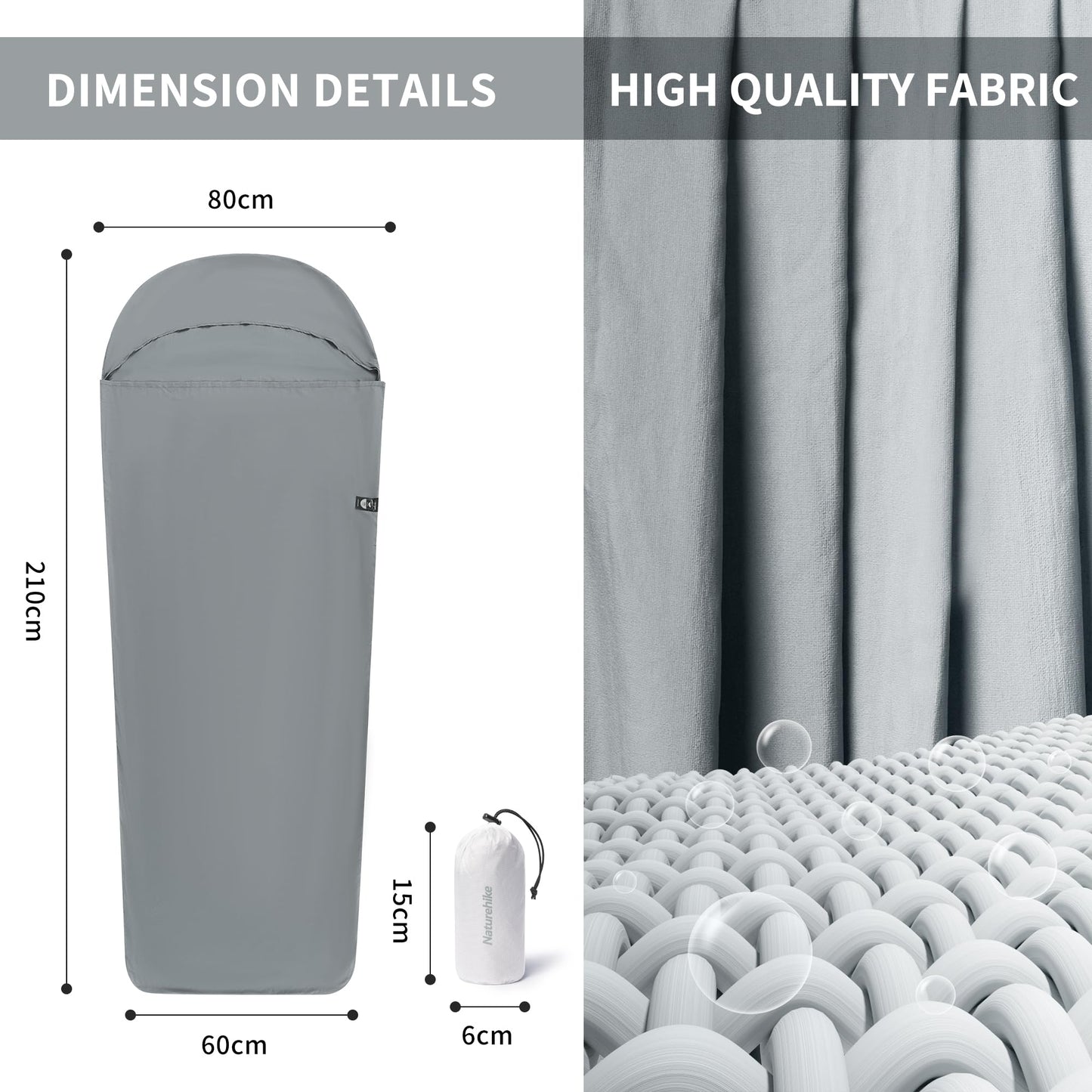 Naturehike ultralight hut sleeping bag liner only 128g travel blanket with small pack size inner sleeping bag for backpacking, hostels, cabin camping.