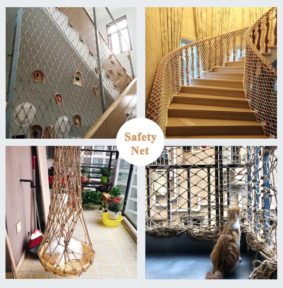 Decorative rope net for indoor or outdoor use, safety protection hemp rope net - children's balcony railing guardrail baby stair protection net indoor playground cargo trailer (0.5x5m)