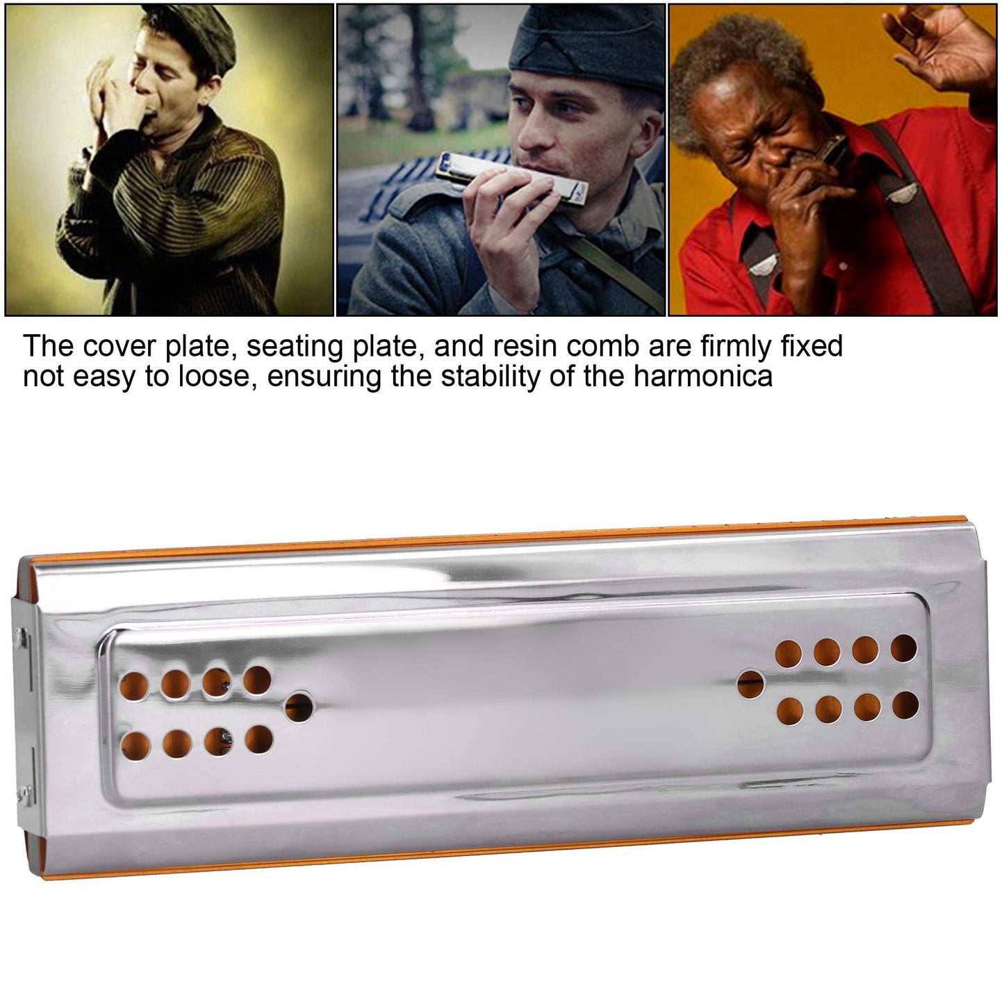 24 Holes C & G Key Double-sided Harmonica, Tremolo Harmonica with Box Musical Instrument for Beginners