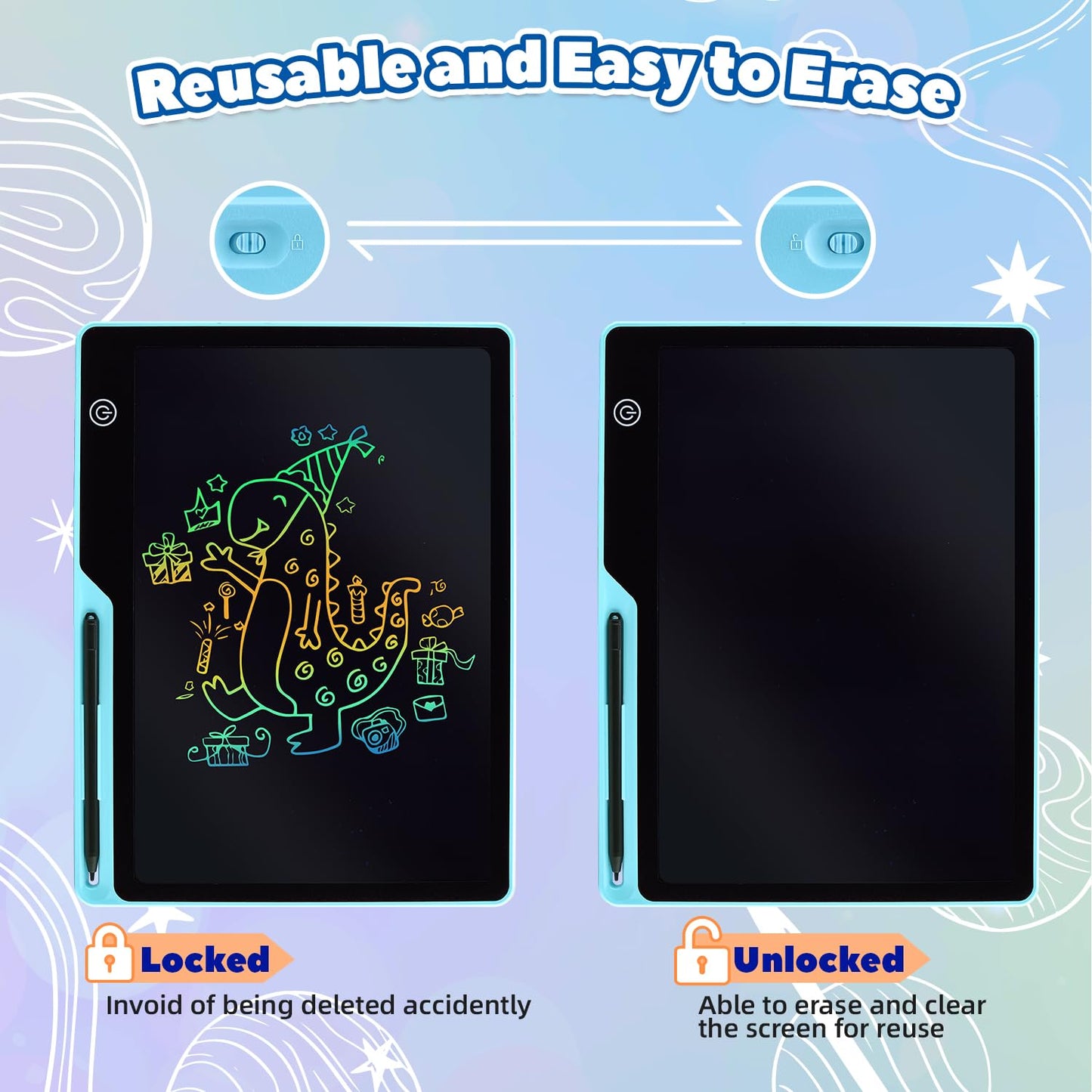 Kinayue LCD Writing Tablet for Kids, Rechargeable 16 Inch Drawing Board, Preschool Learning Toy Christmas Birthday Easter Gift 3 4 5 6 7 Year Old Girls Boys