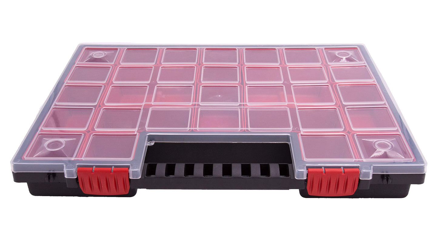 Box hill 6x assortment box KNO40305B | with removable red compartments | perfect for small parts, tools, and organization | plastic | 39.9 x 30.3 x 5cm