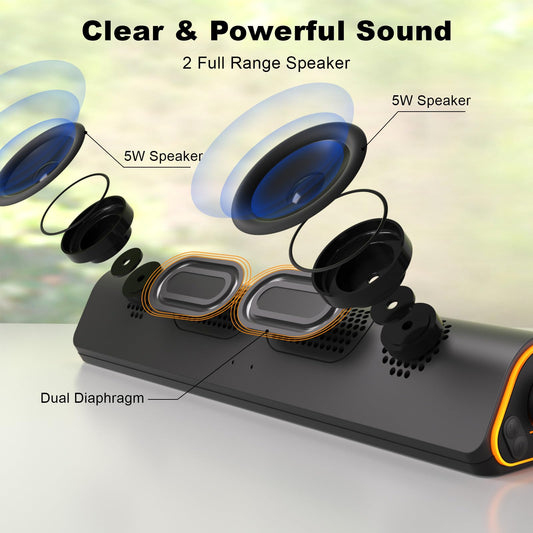 SOULION R50 PC speakers, Bluetooth & 3.5mm computer speakers, USB powered, colorful lights, soundbar with switch for PC, laptop, tablet, monitor, smartphone, 42x7x9cm, black