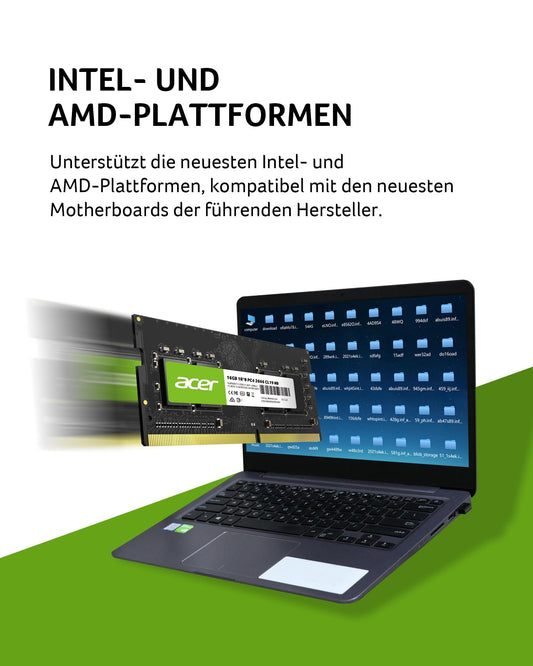 Acer SD100 16GB DDR4 SODIMM 3200MHz CL22-260-Pin Computer RAM - Low Voltage Memory Module - PC Memory for Laptop & Notebook Upgrade (Single)