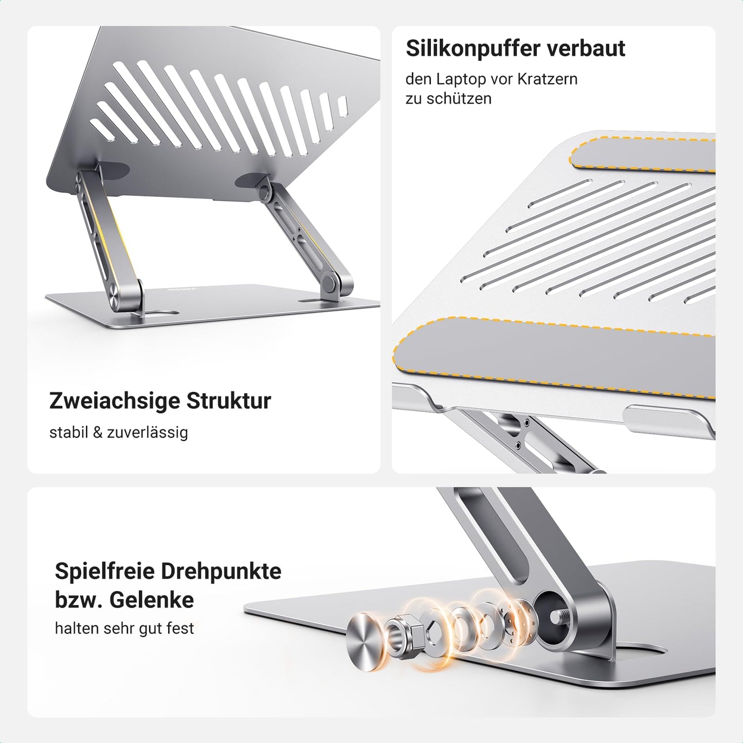 UGREEN Laptop Stand Adjustable Folding Laptop Stand Ergonomic Ventilated Notebook Stand Compatible with MacBook Air, Pro, Dell All Laptops 10-17.3"