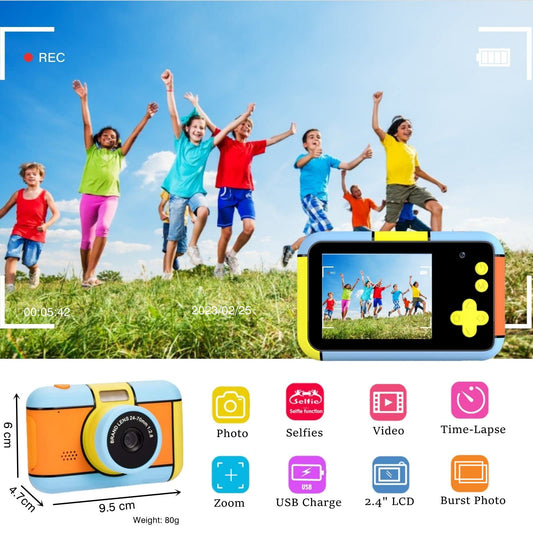 YunLone ToyZoom, 24MP, digital camera, 1080P HD camcorder, dual lens, selfie mode, comes with 32GB SD card, 2.4 inch screen, great birthday gift.