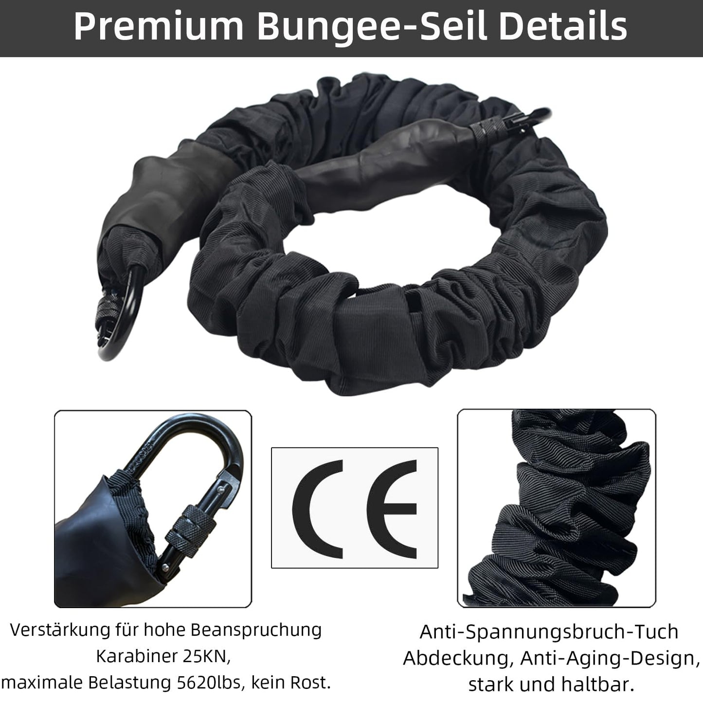 PRIOR FITNESS Bungee Fitness Equipment Set, heavy bungee resistance band, elastic dance bungee cord, bungee training device for home, gym, professional training equipment. (70KG)