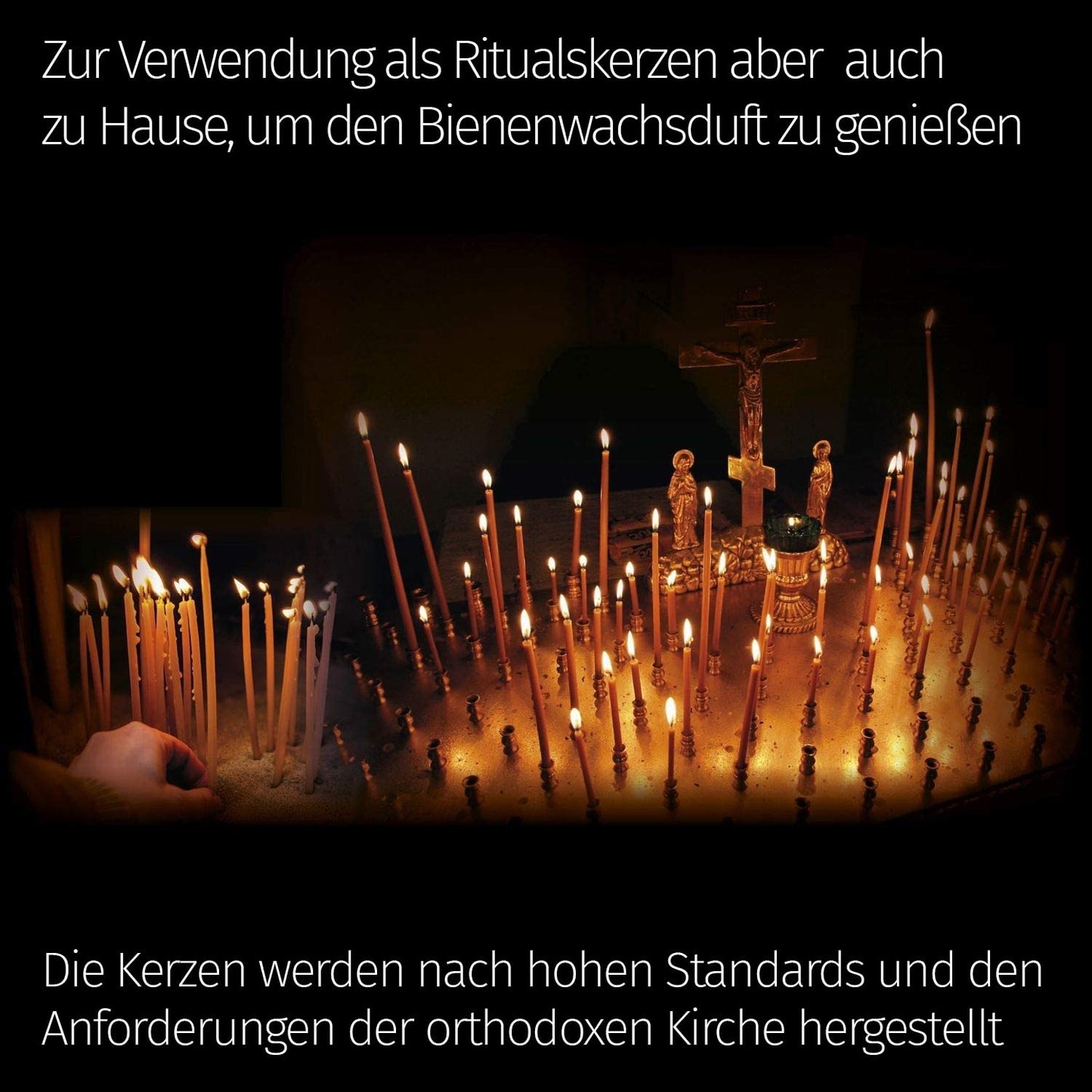 Danilovo Ritual Candles 100% Beeswax (Yellow) - Orthodox candles for prayer, table decoration, wedding - Non-toxic, soot-free - Dripless, Sustainable products, N20, Height: 30.5 cm, Ø 9.6 mm (75 pieces)