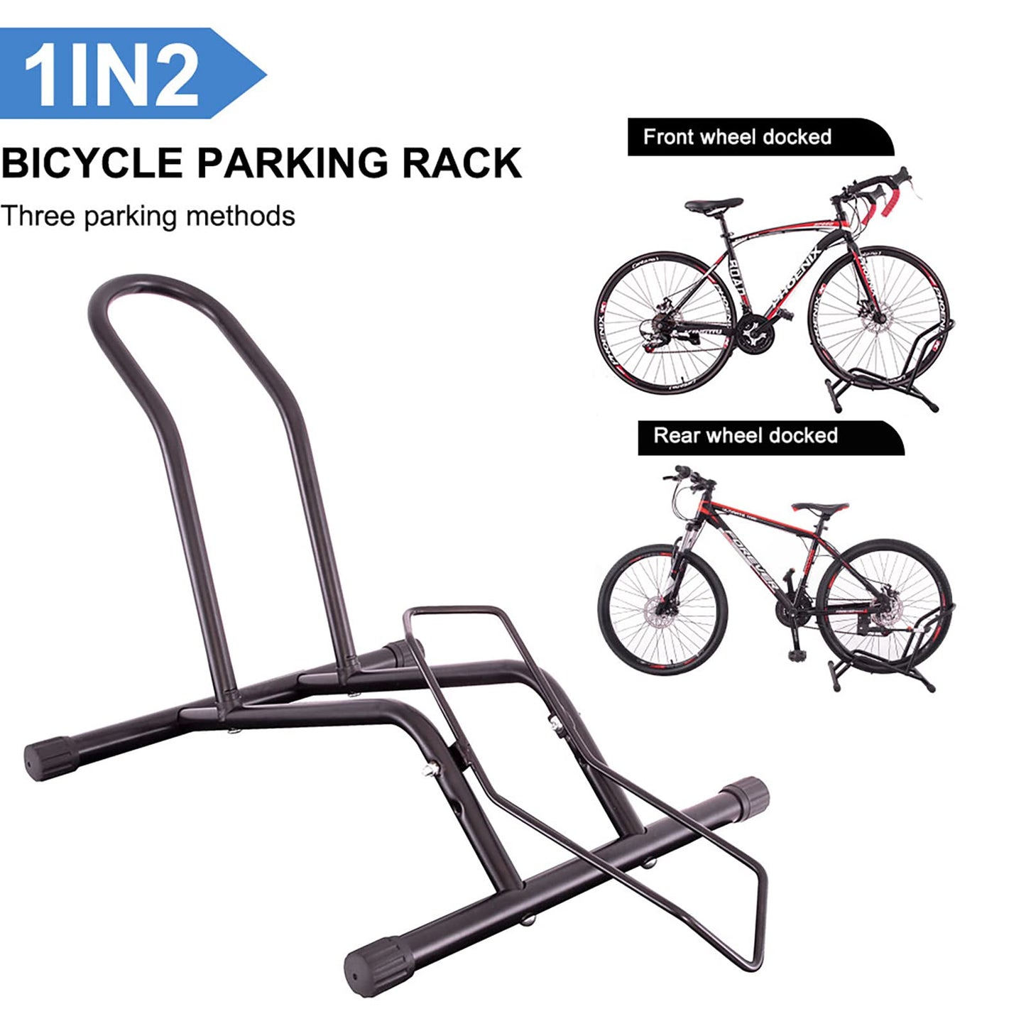 MEGHNA Bicycle Stand Professional Floor Free-standing Stand Adjustable Bike Parking Stand for all bikes 16''-29'' Mountain Bike Road Bike MTB Black