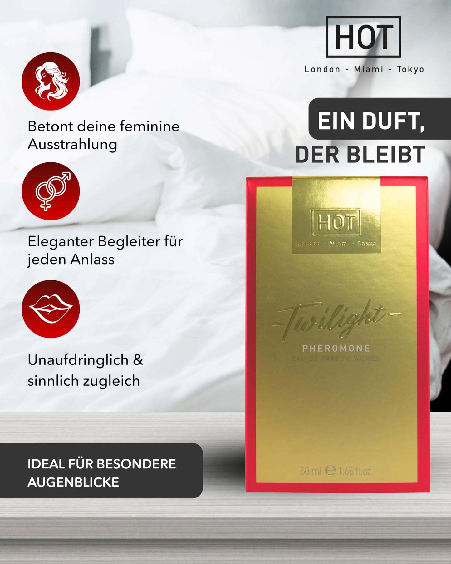 HOT Twilight Pheromone Perfume for women 50 ml I Feminine scent with elegant French notes & scent-neutral pheromones I For strong attraction & lasting impression I Perfume for women