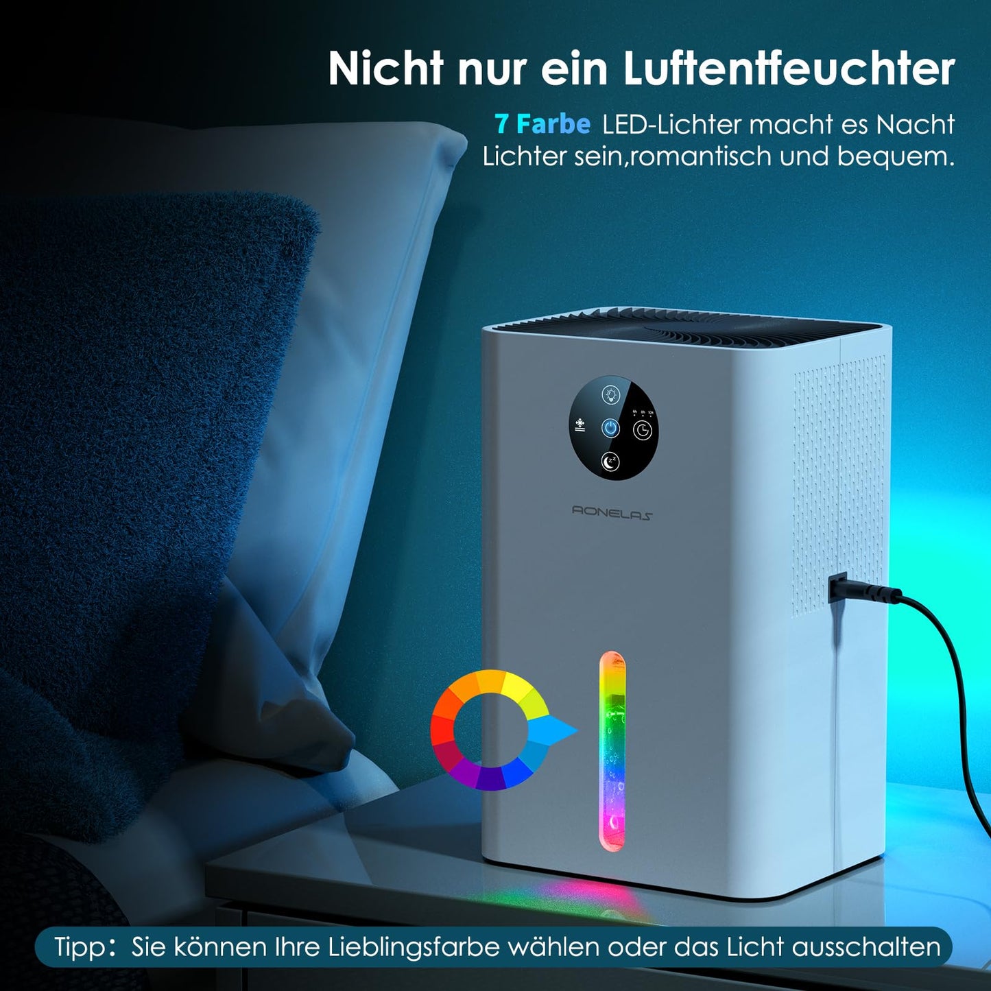 Electric Dehumidifier 1800ML, Portable Room Dehumidifier Extra quiet under 30 dB, Automatic shutdown and defrost, Dehumidifier for apartment bathroom